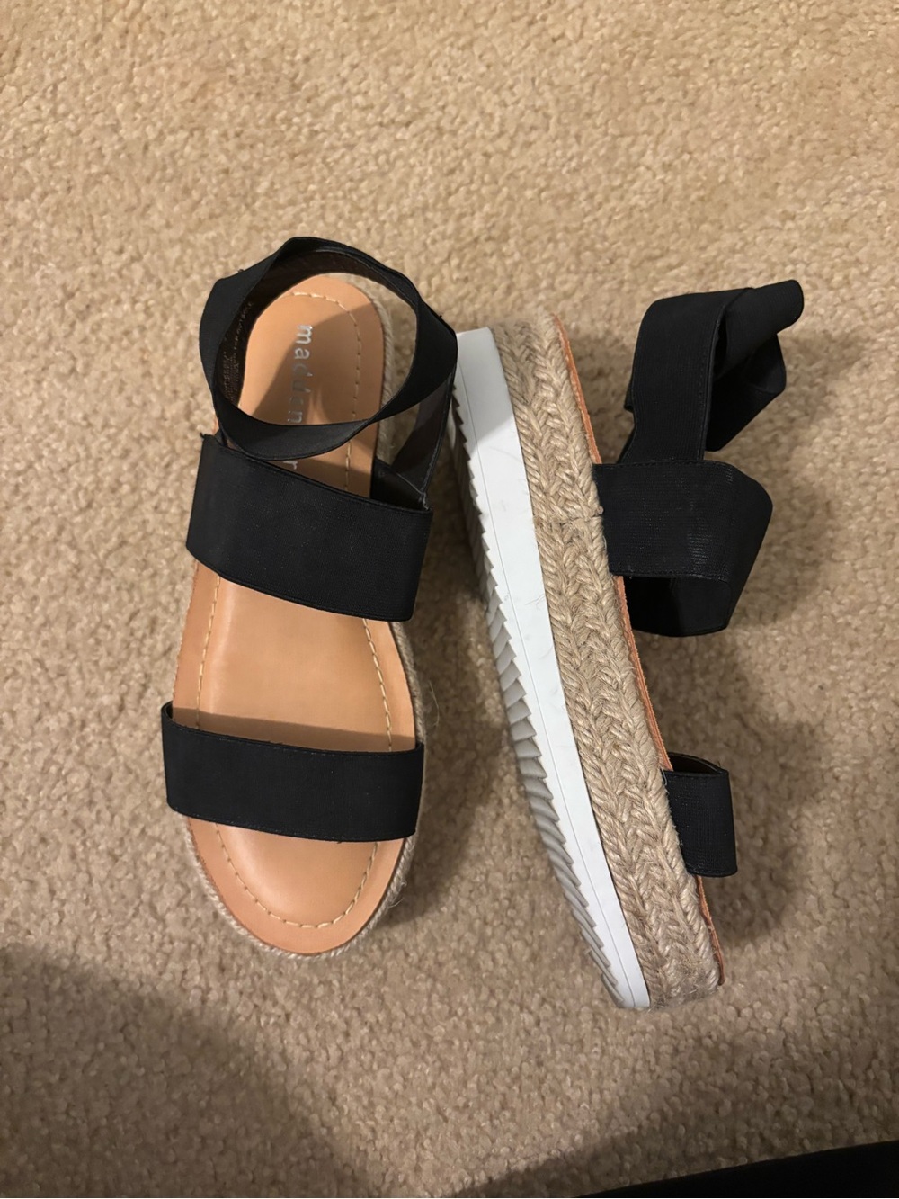 Madden Girl Black Platform Espadrille Sandals with Elastic Straps
